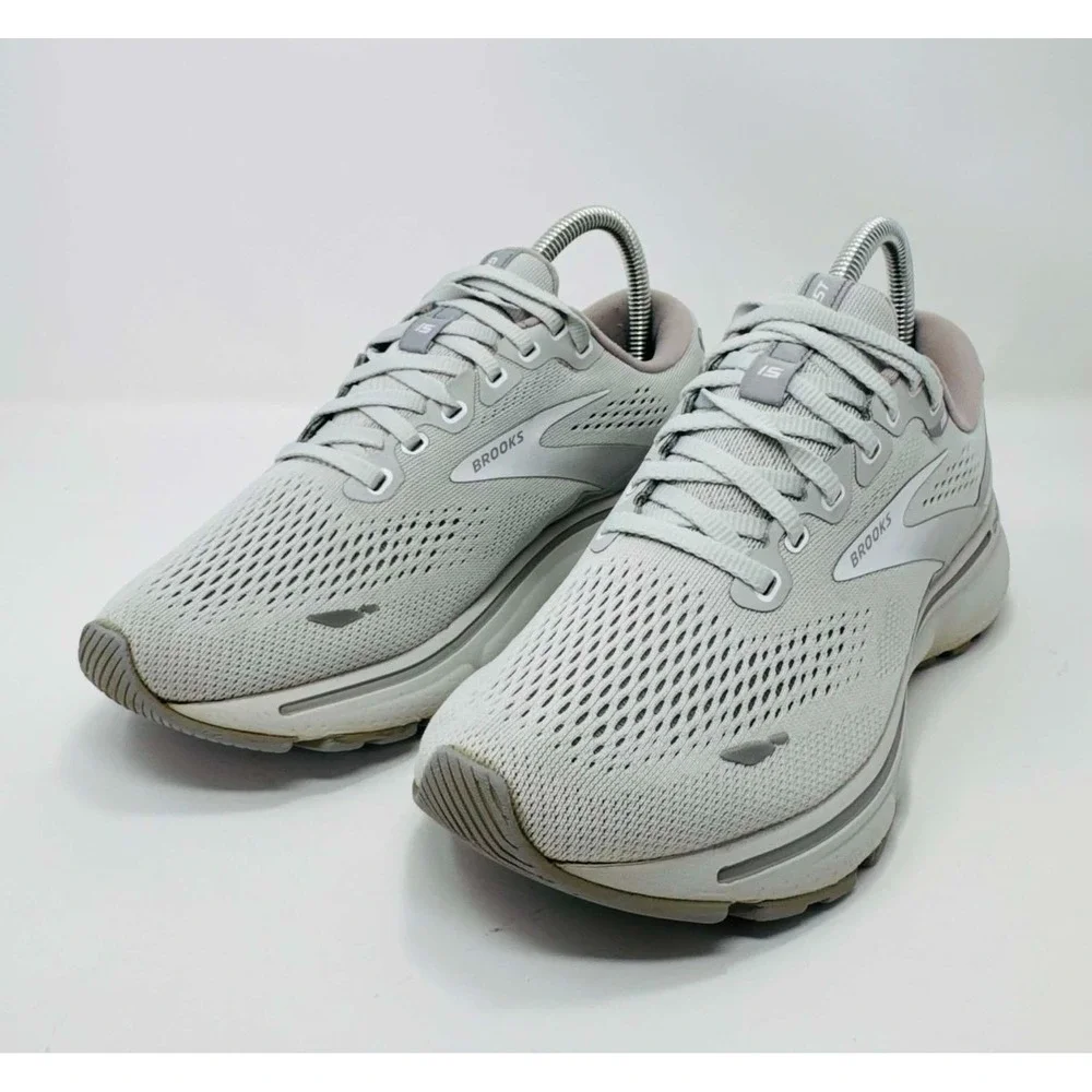 Brooks Ghost 15 Women's Size 7.5 B Running Shoes White Gray 1203801B112 Comfort